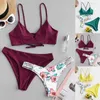 Women's Swimwear Straps Women Bikinis Set Bikini Solid Swimsuit Two Piece Filled Bra Beachwear Sets For Teens 2024