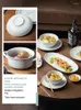 Tigelas tigelas pratos de mesa de cerâmica doméstica conjuntos de amantes simples coloração sólida combinações de caixas de presente que consome a casa