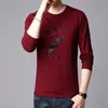 Créateur de mode de mode Impression simple T-shirt Men en masse en vrac à manches longues O Col à 95% Coton 5% Tops Spandex Vêtements pour hommes décontractés 240408