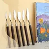 7pcs Art Spatula Pintura suave Spátula Pintura al óleo espátula Mango de madera Paleta con cuchillo Gouache Pintura Spátula Herramientas de pintura