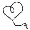 Anhänger Halsketten 8mm katholische Schwarzholz Rose Perle orthodoxe Kreuzholz Womens Seil Halsketteq