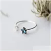 Cluster Rings MloveAcc 925 Sterling Sier Blue Star Clear CZ Justerbar för kvinnor Luxury S925 smycken gåva droppleveransring DHDKP