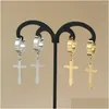 Stud Earrings 2024 Fashion Titanium Steelpersonalized Cross Ear Clip Stainlesssteel Hip Hop Trendy Earringsstud Jewelry Drop Delivery Ot9Rk