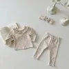 Kleidungssets 2024 Frühlings Kind Baby Blumenkleidung Set Kleinkind Mädchen süße Tops Leggings Stirnband 3PCS Outfits Geborene Baumwolle