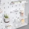 Punch-free Plastic Hole Board Wall Shelf Organizer Without Drilling Kitchen Bedroom Wall Hanging Pegboard Wall Shelf Rack Holder