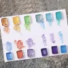 Handgjorda retro Pearlescent Water Color Set 6-Color Mini Cube Golden Solid Watercolor Set för nagelpalettmålningskonstförsörjning