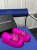 Tasarımcı Sandalet Terlik Lüks Kadın Velvet Malzeme Rhinestone Velcro Bant Odası Gai Platform Slip-On Boyut 35-42 10cm Moda Seyahat Pembe Yeşil Siyah