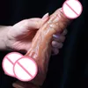 Pelle di dildo scorrevole realistica Venis G-Spot stimola i masturbatori dell'orgasmo morbido Peni morbido Dick Usction Cup TOYS Sexy per donne