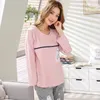 Accueil Vêtements Pyjamas à manches longues pour femmes Set Automne Coton Coton Pyjama Femelle Round Nou Loisure Sweet Loose Ladies Homewear