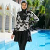 3pcs Burkini Женщины -мусульманские скромные купальники хиджаб с длинным рукав