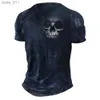 Camisas casuais masculinas Camiseta de verão 3D Retro Retro Horror Skull Top Hip Hop Rock Rous