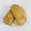 Winter Thickened Children's Sheepskin Fur Gloves Boys and Girls Windproof Warm Students Cold-Proof Leather Finger Gloves