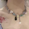 Choker Punk Bramble Rose Necklace For Women Chinese Style ovanlig pärla pärlkedja 2024 y2k mode estetiska smycken