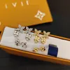 Kolczyki luksusowe złoto srebrne kolczyki luksusowe projektant marki z koniczyścią projekt romantyczny prezent na prezent wysokiej jakości pudełko na kolczyk biżuterii