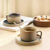 Mugs High Quality Japanese Style Ceramic 250ML Cappuccino Coffee Cup And Saucer Set Handmade Personalized Pottery Mug