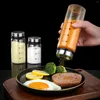 Aufbewahrung von Flaschen Glasgeschosse mit Skala 4 Steckdosen Gewürzgläser Küche Chili Pfeffer Pulver Sprinkling Grill Salz Shaker Behälter