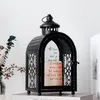 Porta di candele Porta vintage Lanterne decorative Memoriale di lanterna appesa al ferro nero retrò con matrimoni decorazioni per la casa