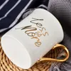Muggar bokstaven guldhandtag par kopp kvalitet ben porslin kaffe mugg kreativ bröllop födelsedag present tumbler koppar i bulk