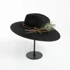 Berets Famous Designer Wool Fedoras With Feather Brim Panama Hat For Men Women Winter Black Army Green Party Performance