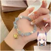 Charm Bracelets Kokomi Shell Blue Gem Stone Chain Crystal Bracelet Cosplay Genshin Impact Girls Fanshion Costume Props Gift Drop Deliv Dh8Om