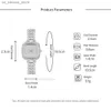 Zegarek luksusowe 2022 Kobiety es moda kwadrat prosty pełny diament ze stali nierdzewnej krążkową krążkową klamrę Pasek Zegar240409