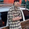 Herren lässige Hemden Mann Hemd Trasel Edge Schaden Design Plaid kurzärmelige Männer trendy lose japanische Sommerhälfte