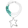 Collares colgantes perlas elegantes collar de cuentas de cuentas de estrella multicapa cadena de clavícula joyería multicapa para mujeres