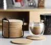 50pcs Natural Round en bois Slice Cup Mat Coaster Tea Thé à café Tasse de boissons pour bricolage pour table de table de bricolage PAD DURIBLE