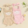 Set di abbigliamento Suefunskry baby girl outfit estate lettere lettere fronzoli cinghie senza maniche rompe in vita elastico pantaloncine