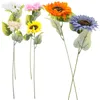 Flores decorativas 6pcs Artificial girassal haste longa caule