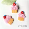 12Pcs Sweet Cup Cake Rubber Flatback Supplies DIY Hat Headwear Hair Clips Bows Center Jewelry Making Phone Shell Accessories