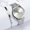 Zegarek na rękę kobiety oglądają zestaw luksusowy srebrna sukienka kwarcowa bransoletka damski sport