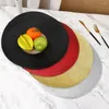 Table Mats 6-PIECE Package Plastic Color Round Place Mat PET Simple Style Insulation Dish Imitation Straw