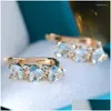 Clip-On Screw Back Backs Earrings Cute Female Small Light Blue Zircon Stone Heart Clip Charm Gold Color Jewelry For Women Drop Deliver Otdti