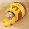 Lits de lits de chats lits de chat litière molleuse moelleuse pour animaux de compagnie pour les petits chiens intérieurs de nountre chaud avec coussin amovible Pot miel confortable lit moelleux