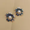 Stud Earrings KKGEM 26mm Pearl Cubic Zirconia Pave Flower Stlye Earring Fashion Jewelry