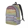 Opslagtassen boho chic moderne zigzag canvas backpack voor dames school college studenten bookbag past 15 inch laptop geometrische multicolor