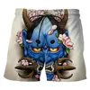 Herren-Shorts Sommer Mode 3D Print Samurai Maske lustige Persönlichkeit Hip-Hop Street Short Hosen Ropa de Hombre Schwimmstädte