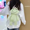 Sagnose da scuola Woems Sorridimento di peluche FROG GIRN Girl Cuore Furry Cartoon Backpack con bambola carina