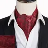 Hitie Adult Mens Cravat Ascot Tie set czarny czerwony paisley dla mężczyzn self self brytyjski dżentelmen Scarve240409