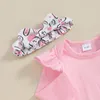 Kleidungssets geborene Kind Mädchen Osteroutfits Rüschen Langarm Strampler Hosentender Röcke Stirnbandkleidung Set Set