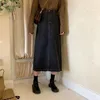 Lucyever Korean Chic Denim Midi Skirt女性スプリングハイウエストシンプルなミディアムスカートヴィンテージオールマッチストリートウェアスカート240326