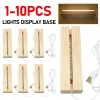 1-10pcs de madeira LED Light Display Crystal Wooden Base Base acrílica Base de madeira USB Base de madeira para resina luzes de arte