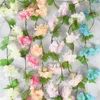 225 cm konstgjorda sidenblommor 18 kluster Cherry Vine Rattan Garland Wall Hanging Faux Cherry Blossom Vine Wedding Home Decor