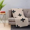 Cobertores Bege e Black Textur in Swiss Cross Pattern Luxury for Sofá Fresh Teck Throw Clanta