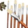 7pcs Professional Premium Long Handled Bristle Paint Brushes Set 100% 천연 Chungking Hog Bristle Filbert/팬 아티스트 브러시