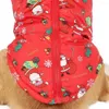 Köpek giyim Noel Pet Parkas Su geçirmez fermuar tasarım ceket kalın kolsuz pamuklu giysiler çekiş yüzüğü açık macera ceket