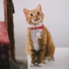 Colar de gato de couro bling com sino de identificação personalizada colar para gatos filhotes de cachorro pequenos acessórios de gatinho chuahua colar xs s