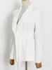 Taruxy Lace Up Slim Blazer Women Suit Sett Automne White High Taist Fashion Pantal