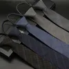 Neck Ties Formal 8cm Business Tie Mens British Professional Plaid Zipper Lazy 6cm корейский повседневный узкий подарок Boxq